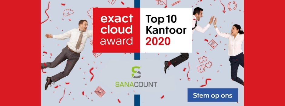 Sanacount is genomineerd voor de Exact Cloud Award 2020 - Nieuws - Blogs - Sanacount