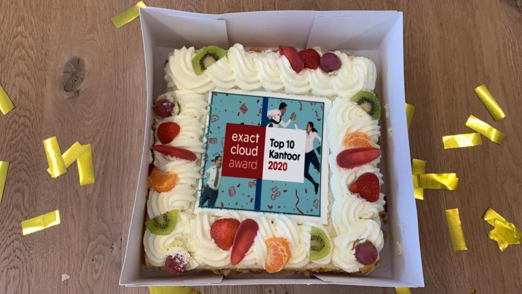 Taart Exact Cloud Award Nominatie Sanacount 2020